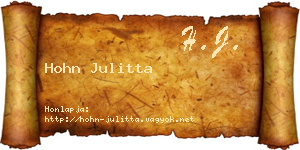 Hohn Julitta névjegykártya